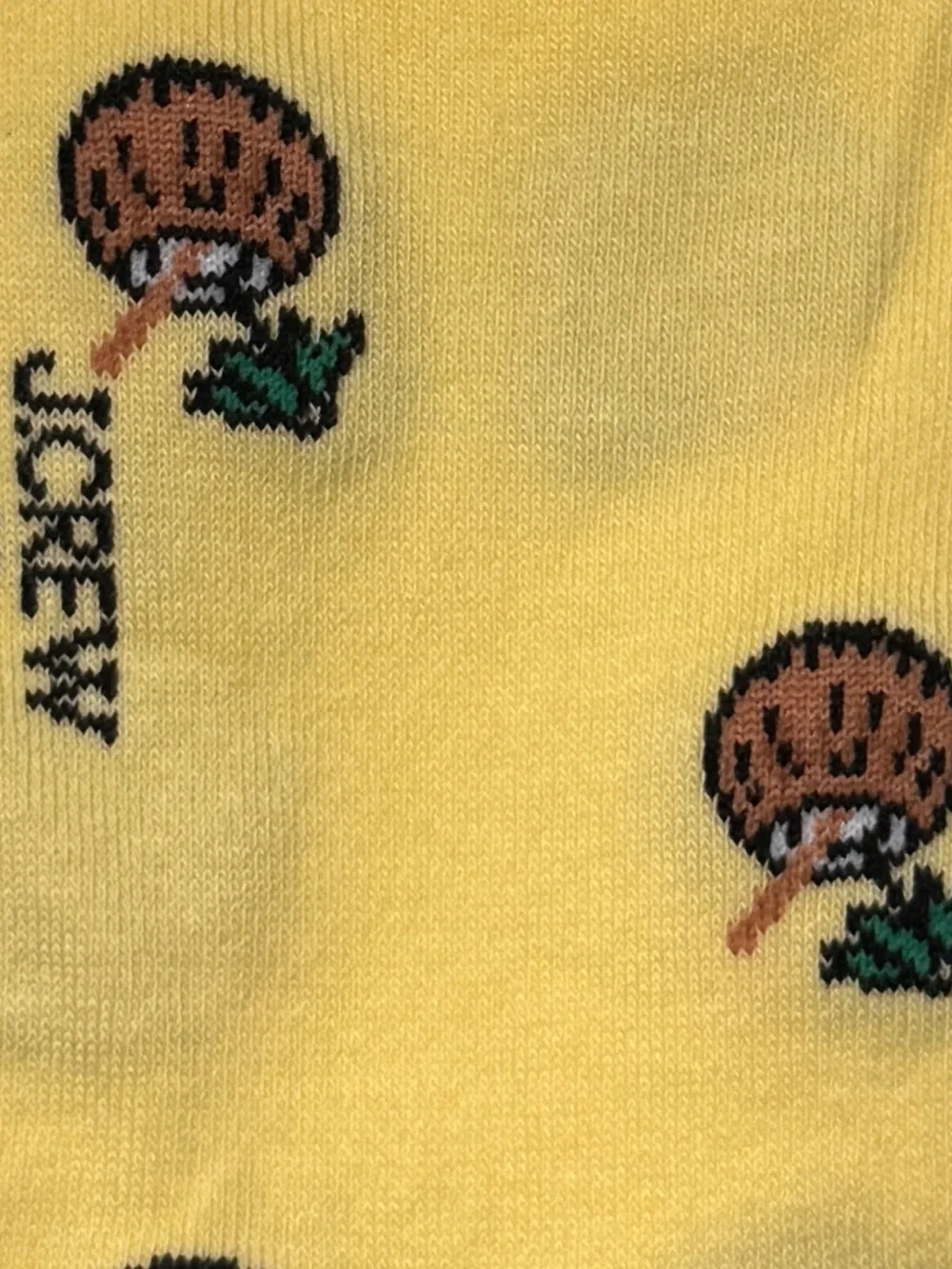J. Crew Yellow and Brown Coconut Print Crew Socks Size OSA NWT